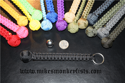 Monkey Fist Keychain 8" - Solid Colors, Great for self defense, or survival!