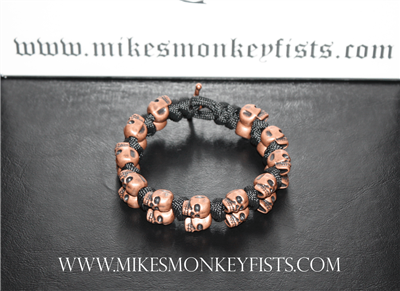 Custom Paracord Bracelet with Copper Skull Beads