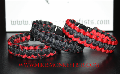 Paracord Survival Bracelets, Red and Black