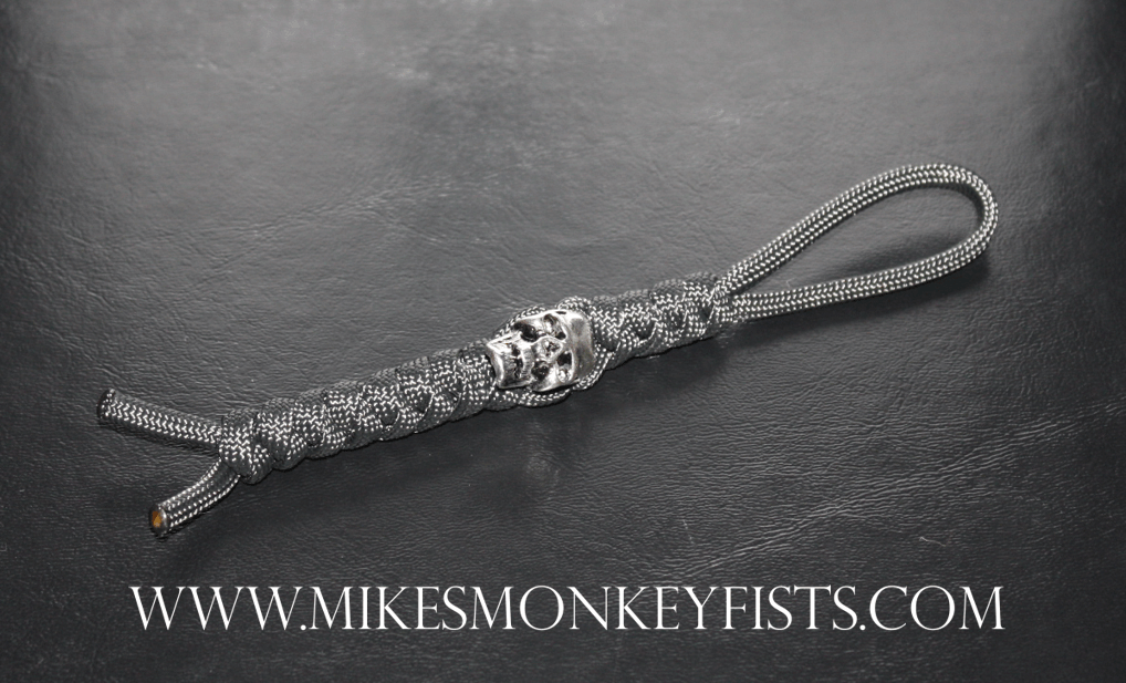 Paracord Knife Lanyard with Large Metal Skull