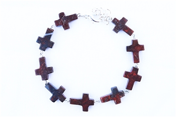Mahagony Obsidian Cross Bracelet