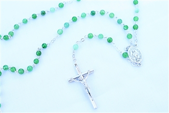 Green Aventurine 4.mm Silver Toned Rosary