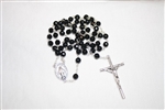 Black Onyx Faceted Gemstone Silver Toned Rosary