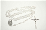 Frosted Quartz Gemstone Silver Toned Rosary