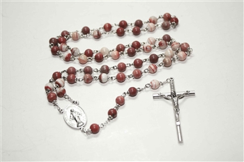 Red Malachite Gemstone Silver Toned Rosary