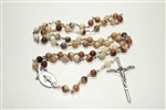Lily Agate Gemstone Silver Toned Rosary