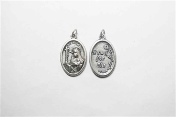 St. Rita Oxidized Silver Toned Medal