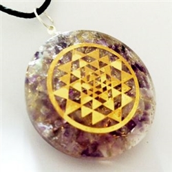 Shri Yantra Amethyst Orgonite - Orgone pendant