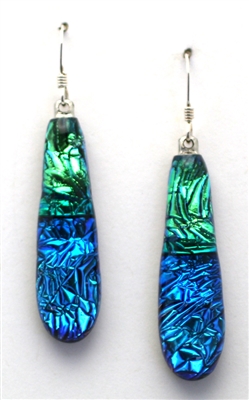 Ocean and emerald sparkle on black glass. Handmade on Maui