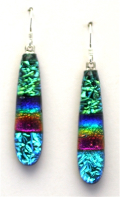 Handmade on Maui. Ocean and emerald sparkle with rainbow on black glass