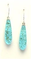 Handmade on Maui. Ocean sparkle oval on opaque turquoise glass.  Oval earrings.