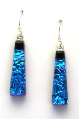 Maui Rainbow Jewelry.  Hawaii fused glass earring.  Ocean sparkle on black glass