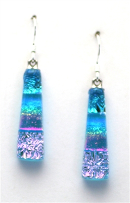 Maui Rainbow Jewelry. Handmade Hawaii fused glass. Pink ocean sparkle and rainbow on turquoise glass