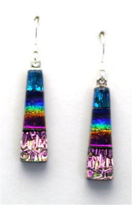 Maui Rainbow Jewelry. Handmade Hawaii fused glass. Pink ocean sparkle and rainbow on black glass