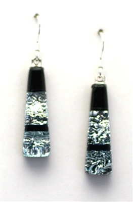 Maui Rainbow Jewelry. Handmade Hawaii fused glass. Silver sparkle on black glass
