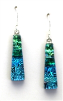 Maui Rainbow Jewelry. Handmade Hawaii fused glass.  Ocean and emerald sparkle on black glass