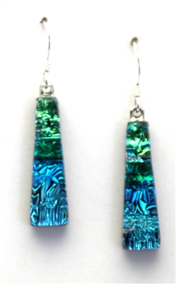 Maui Rainbow Jewelry. Handmade Hawaii fused glass.  Ocean and emerald sparkle on black glass
