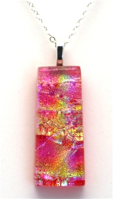 Dichroic glass pendant. Purple, pink and ocean sparkle with rainbow highlights.