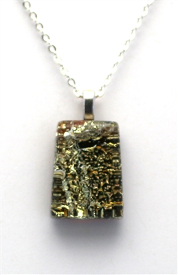 Dichroic glass pendant. Tan sparkle on sienna glass. Handmade on Maui