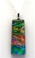 Dichroic glass pendant. Ocean sparkle with rainbow accents on cobalt glass. Handmade on Maui
