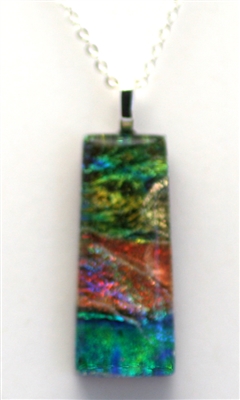 Dichroic glass pendant. Ocean sparkle with rainbow accents on cobalt glass. Handmade on Maui