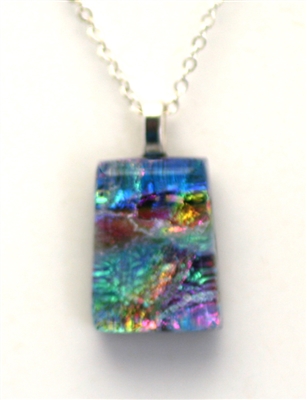 Dichroic glass pendant.  Handmade on Maui Hawaii fused glass