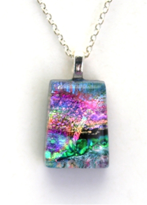 Dichroic glass pendant.  Handmade on Maui Hawaii fused glass