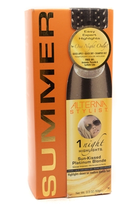 Alterna 1 Night Highlights SUMMER Sun-Kissed Platinum Blonde. Quick Apply, Quick Dry, Shampoo Out.  Includes Applicator  3.3oz