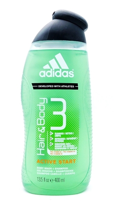 adidas Active Start Hair & Body 3 Body Wash + Shampoo 13.5 Fl Oz.