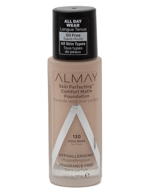 Almay Skin Perfecting COMFORT MATTE Oil Free Foundation, 130 Cool Nude   1 fl oz