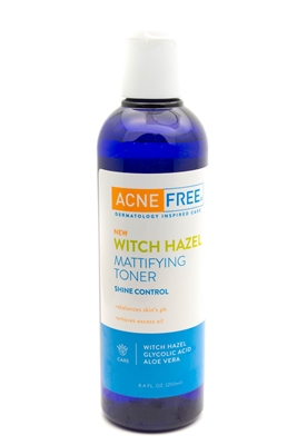 Acne Free WITCH HAZEL Mattifying Toner,   Shine Control, Rebalances PH, Removes Excess Oil   8.4 fl oz