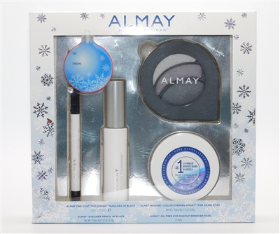 Almay Hazel Eyes Gift Set: One coat thickening Mascara in black, I-Color Evening Smoky for Hazel Eyes, Eyeliner Pencil in Black & Makeup Remover Pads