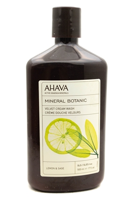 AHAVA Mineral BotanicVelvet Cream Wash, Lemon & Sage  17 fl oz