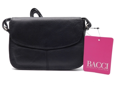 Bacci Genuine Leather Small Cross-Body Bag, Black
