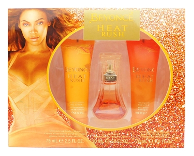 Beyonce Heat Rush Gift Set: Gold Shimmering Body Cream 2.5 Fl Oz., Eau De Toilette 1 Fl Oz., Energizing Shower Gel 2.5 Fl Oz.
