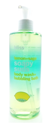 bliss Lemon+Sage Soapy Suds Body Wash+Bubbling Bath 16 Fl Oz.