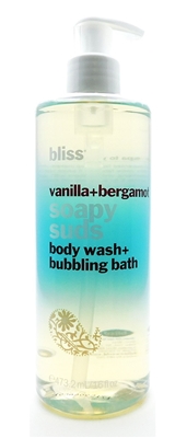 bliss Vanilla + Bergamot Soapy Suds Body Wash + Bubbling Bath 16 Fl Oz.