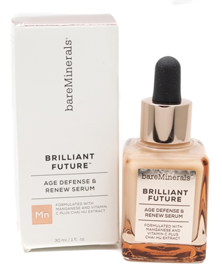 Bare Minerals BRILLIANT FUTURE Age Defense & Renew Serum, Target Early Signs of Aging ,Re-Energize and Renew Radiance, Combat Environmental Stressors   1 fl oz