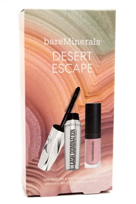 bare Minerals DESERT ESCAPE Lash Domination Mini Mascara (.18 fl oz) Mini Matte Gen Nude Lipcolor (.06oz)