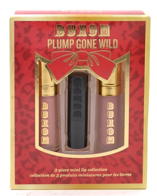 BUXOM Plump Gone Wild, Mini 3 Piece Lip Collection: Sandy Lip Polish  07 fl oz, Nude Exposure Big & Sexy Gel Lipstick  .01 oz, and Blushing Magarita Lip Cream  .07 fl oz
