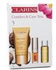 Clarins COMFORT & CARE TRIO: SOS Comfort Mask, Tonic Body Treatment Oil,  Lip Comfort Oil 01-Honey
