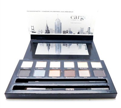 cargo COSMETICS The Essentials Eye Shadow Palette: Eye Liner Pencil, Dual-Ended Brush, 12 Shadows: Uptown, District, City Hall, Urban, Rush Hour, Plaza, Downtown, Industry, Metro, Brownstone, Hub, Facade (each .03 Oz.)