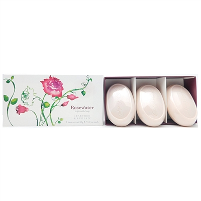 Crabtree & Evelyn Rosewater Triple Milled Soap 3 Bars x 3 Oz.