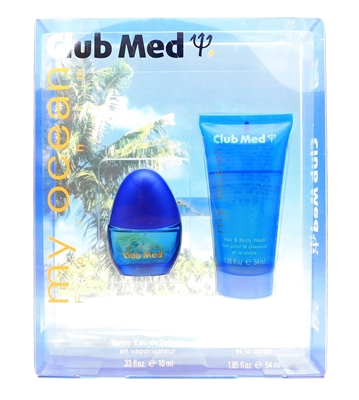 Club Med My Ocean for him Set: Eau de Toilette Spray .33 Fl Oz., Hair & Body Wash 1.85 Fl Oz.