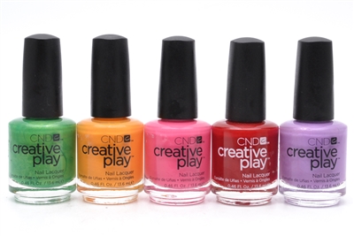 CND Creative Play Nail Lacquer set of 5: Love It or Leaf It, Apricot in the Act, Read My Tulips, Red-y to Roll, A Lilac-y Story (each .46 Fl Oz.)