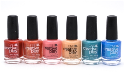 CND Creative Play Nail Lacquer set of 6: Persimmon-Ality, See U In Sienna, Jammin Salmon, Cemintine Anytime, Head Over Teal, Ship-Notized (each .46 Fl Oz.)