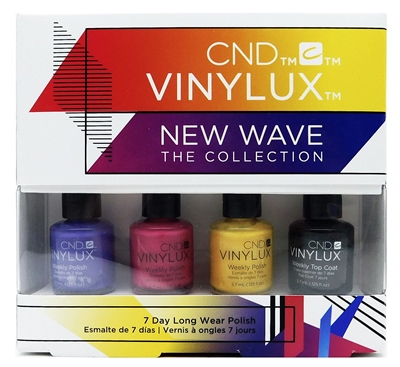 CND Vinylux New Wave The Collection 7 Day Long Wear Polish: Video Violet, Oink Flamingo, Banana Clips, Weekly Top Coat each .125 Fl Oz.