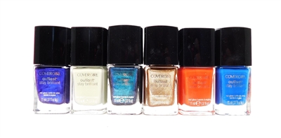 Covergirl Outlast Stay Brilliant Nail Gloss Set: 93 Fury, 142 Salt Water Taffy, 305 Eternal Oceans, 295 Out Of The Blue, 55 Teal On fire, 230 Golden Opportunity (each .37 Fl Oz.)