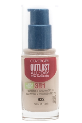 â€‹Covergirl Outlast Stay Fabulous 3-in-1 Foundation + Sunscreen SPF20, 932   1 fl oz