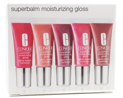 Clinique SUPERBALM Mosturizing Gloss Set:  Raspberry, Apricot, Currant, Lilac, Root Beer .17 fl oz each